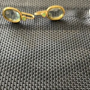 Gold and Green Oval Earrings